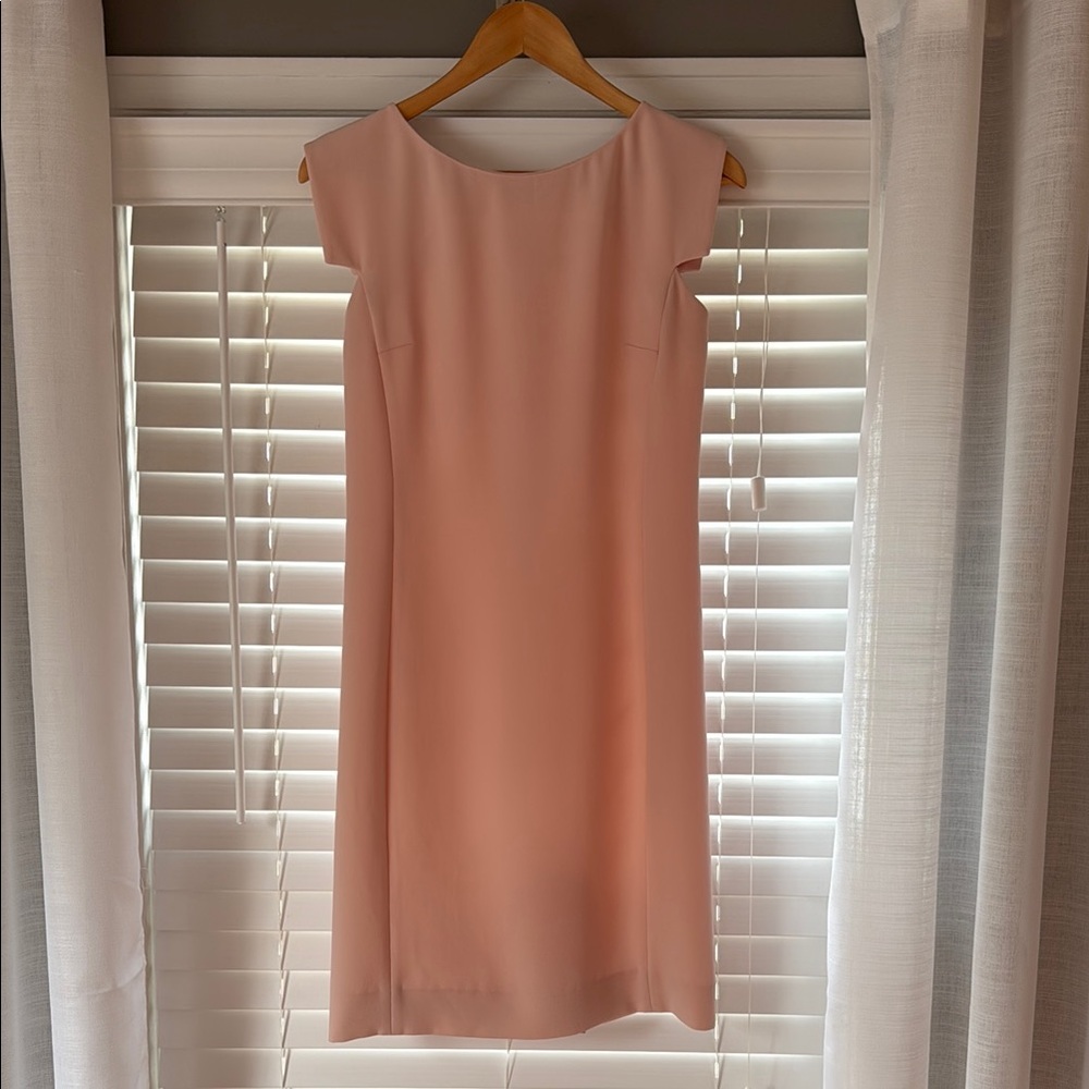 MM Lafleur Pink Sheath Dress with Flutter Cap Sleeves